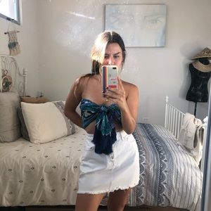 Zara white denim skirt